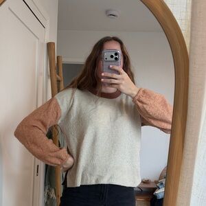 Madewell Two-Tone Sweater - Cream and Tan